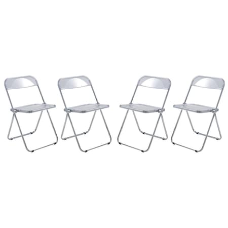 Kd Lawrence Acrylic Folding Chair with Metal Frame, Clear, 4PK KD3042423